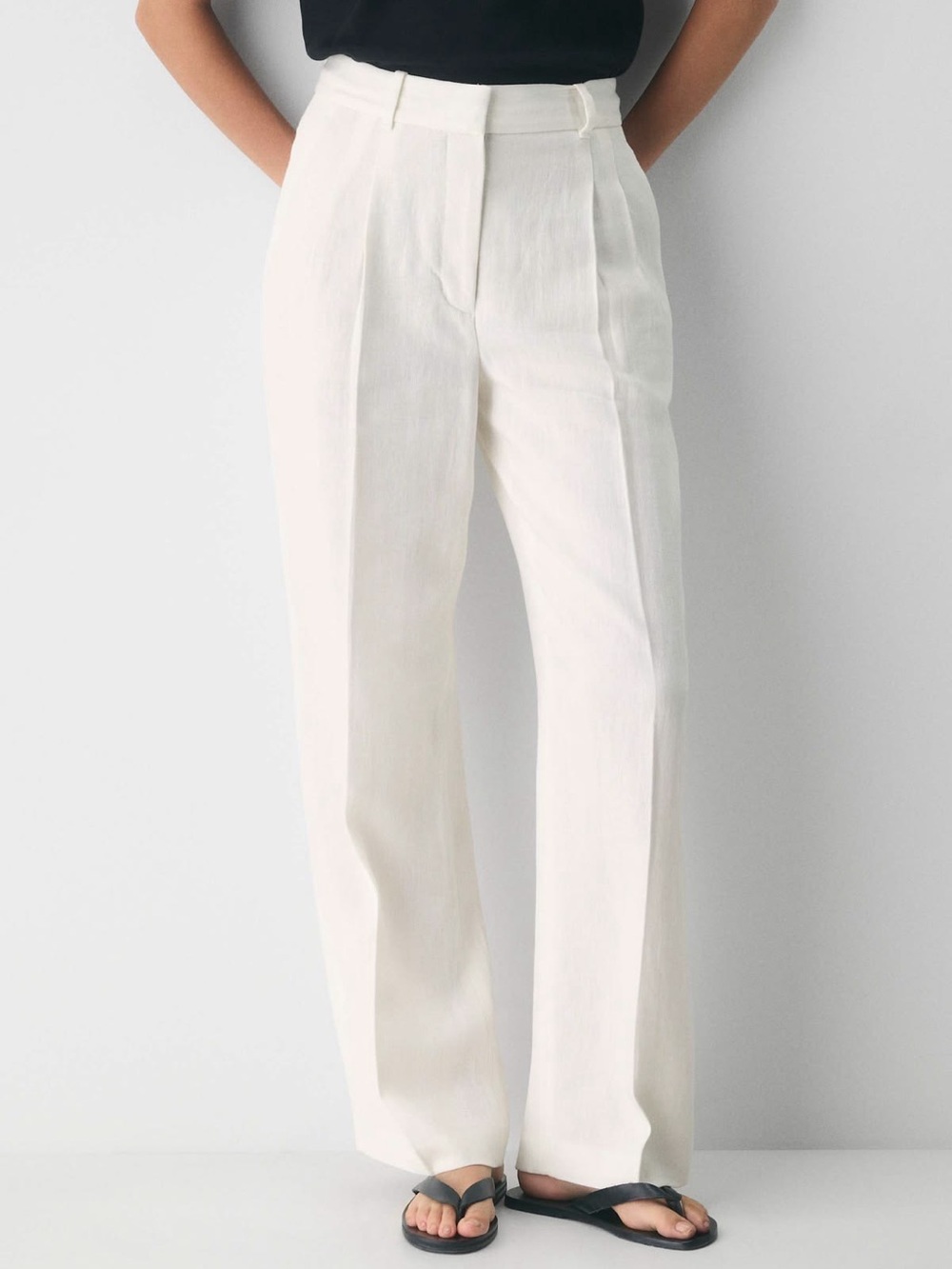 Aritzia Cream High-Waist Wide-Leg Trousers